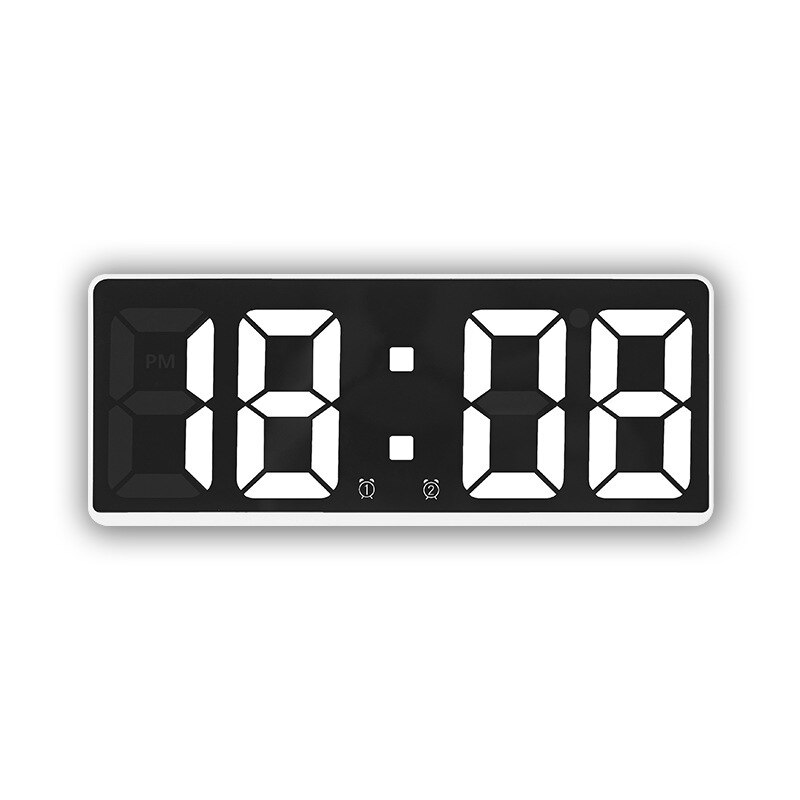 Spraakbesturing Digitale wekker Temperatuur Snooze Nachtmodus Desktop Tafelklok 12/24H Anti-storen Functie LED Klokken Horloge: WHITE