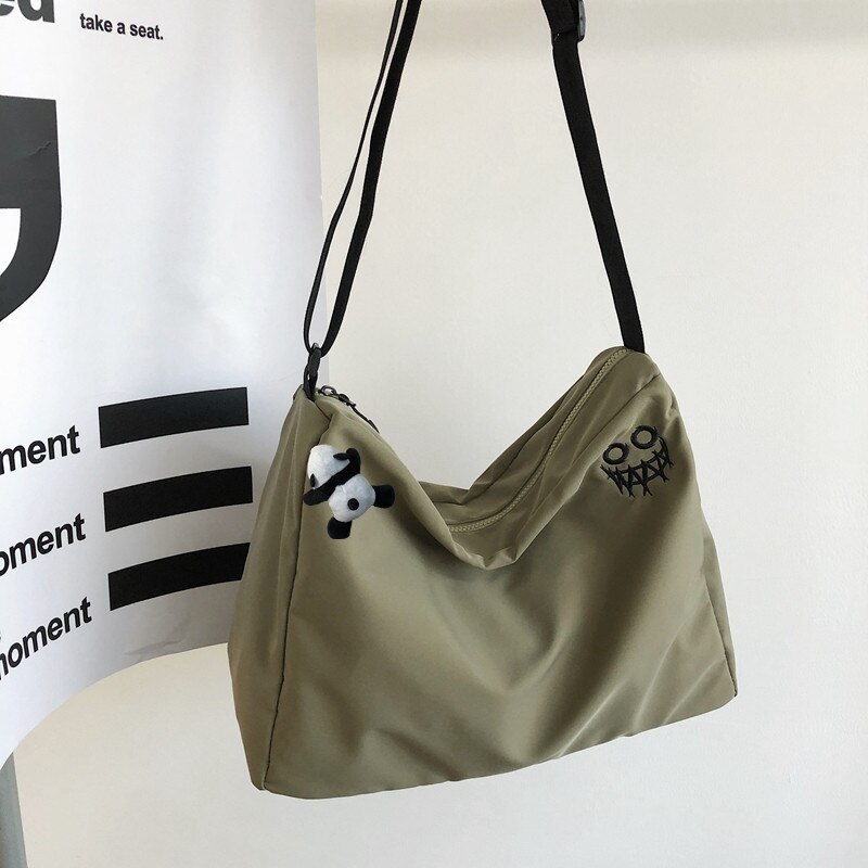 Japanese Brand Large-capacity Messenger Bag Wild Diagonal Shoulder Bag Ins Couple Bag Student Casual Bag Girl Bag: green-panda