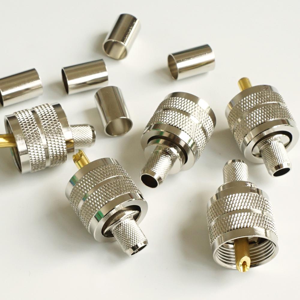 Connector Socket PL259 PL-259 SO239 So-239 Uhf Male Crimp Voor RG5 RG6 LMR300 RG304 5D-FB Kabel Rf Coaxiale adapters