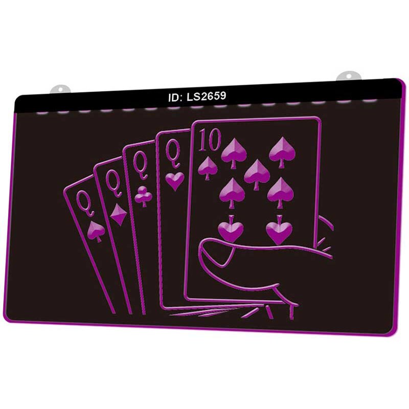 Ls2659 kasino poker spill rom 3d gravering ledet lys skilt flere farger gratis detaljhandel