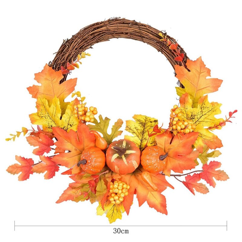 1 stuk kunstmatige pompoen herfstbladeren bessenkrans herfstkrans voor herfst- en thanksgiving-festivaldecoratie