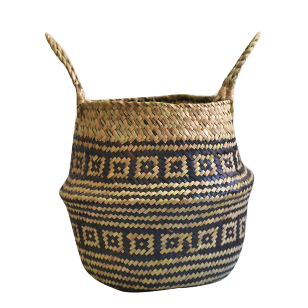 Seagrass Wicker Basket Flower Pot Folding Basket Dirty Basket Storage Decoration: A / 32cm