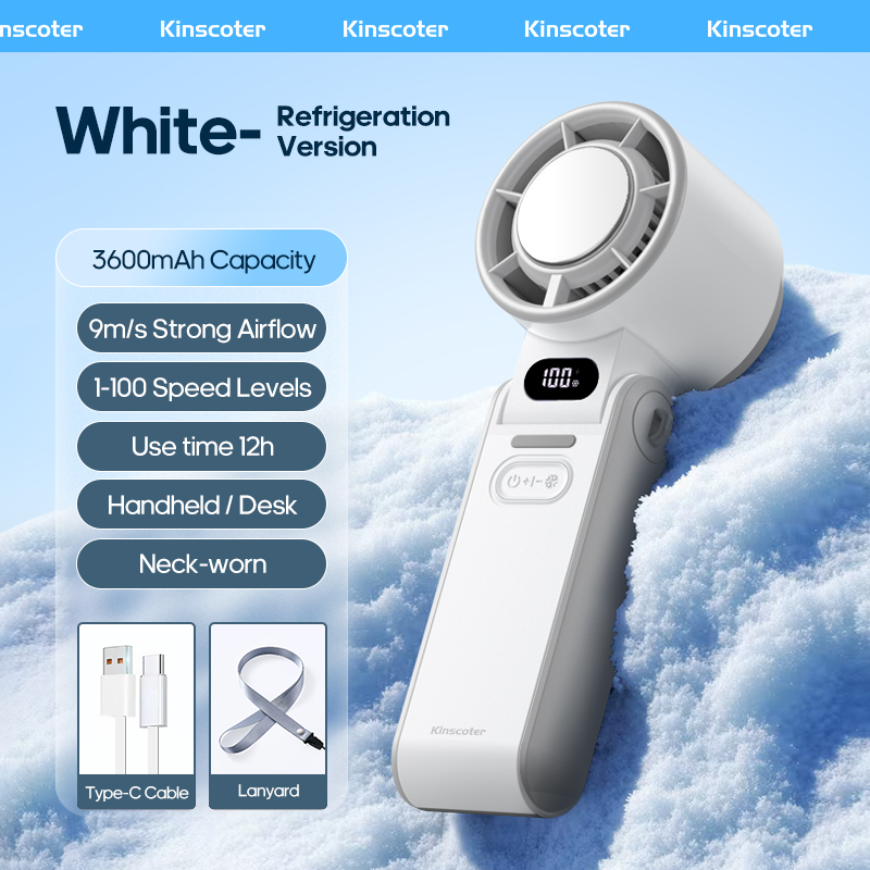KINSCOTER-ventilador portátil plegable para exteriores, miniventilador Turbo de alta velocidad, recargable, 3600mAh, 100 niveles, Control libre: YELLOW