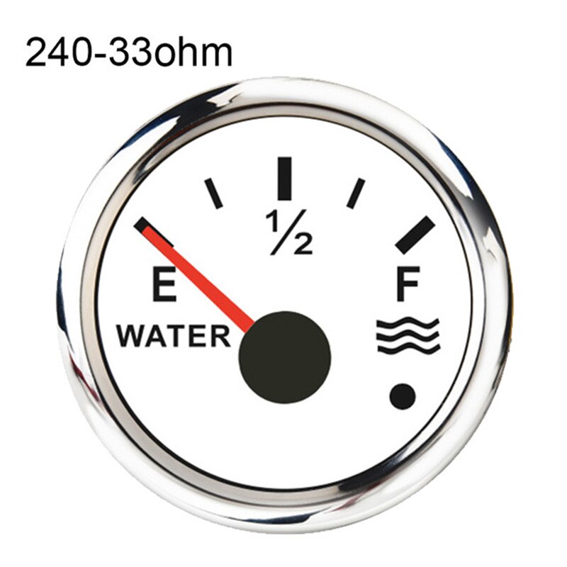 Stainless Steel 52mm Fuel Level Meter With Alarm And 200 250 300 350 450 mm Sensors Water Level Gauge Fit For 0~190 / 240~33 ohm: water-240-33ohm-ws