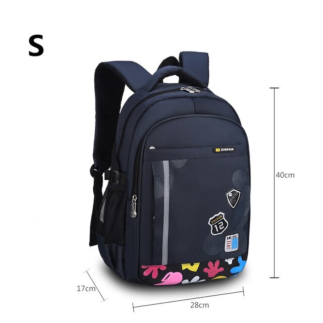 elementary school backpack for boy girl waterproof book bag kids school bag reflective strip student backpack for boys: S blue