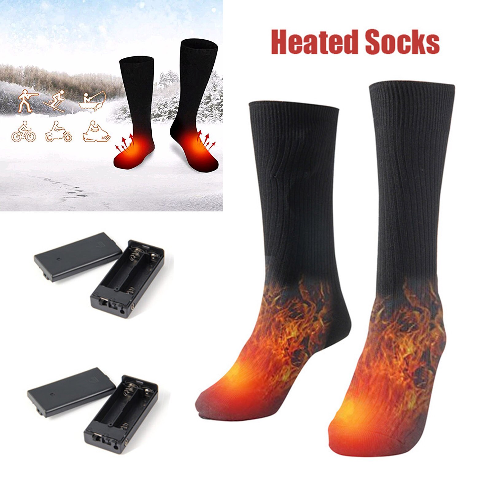 Heated Socks, Battery Powered Thermal Foot Warmers Heating Sock for Cold Winter Men Women Adults