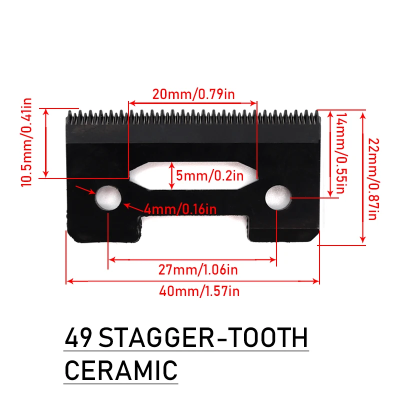 Cuchillas de cerámica móviles de repuesto para cortadores de cabezal de corte WAHL 5 Star Series Stagger y dientes estándar: Transparente