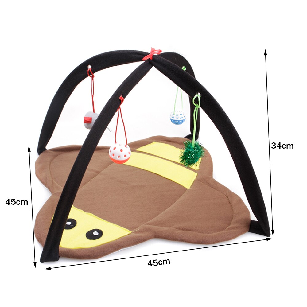 Foldable Cat Play Mat Cat Interactive Tent Activity Center with Hanging Cat Toys Balls Mice Outdoor Cat Bed Pad Sleep Play Tent: 4