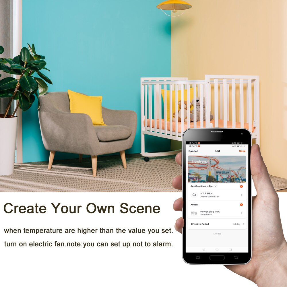 Lämpötila kosteus hälytysanturi wifi sireeni tuya yhteensopiva echo google home assistant ifttt