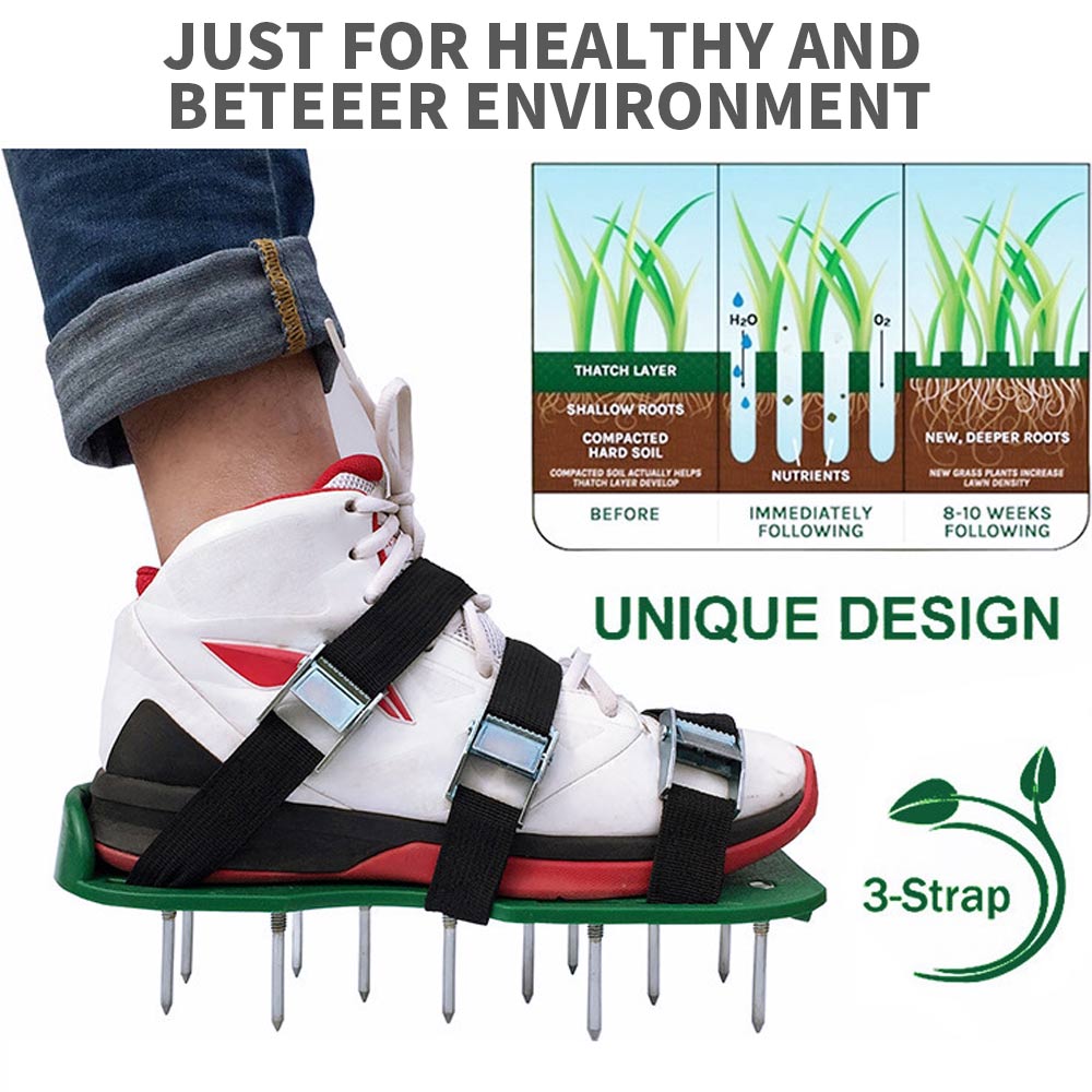 Sandales d'aérateur de pelouse revitalisantes, 1 paire de pointes d'herbe, pour le jardinage, la marche, les chaussures, les ongles, le jardinage