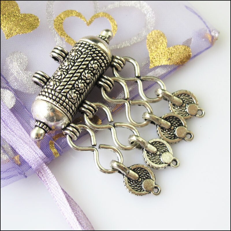 2 pces antiguidade prata cor barril flor borlas encantos pingentes 43x50mm