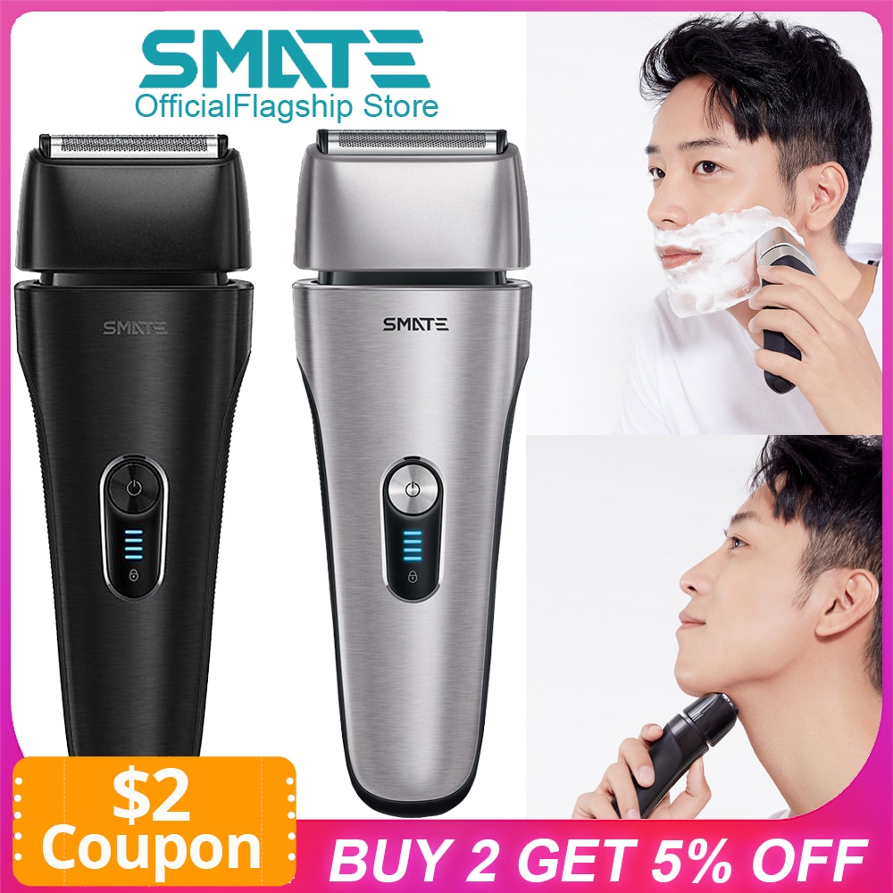 Smate Electric Shaver Men Razor Reciprocating 4 Blade Electric i-Shaver 3 Minute Fast Charge Dry/Wet Waterproof