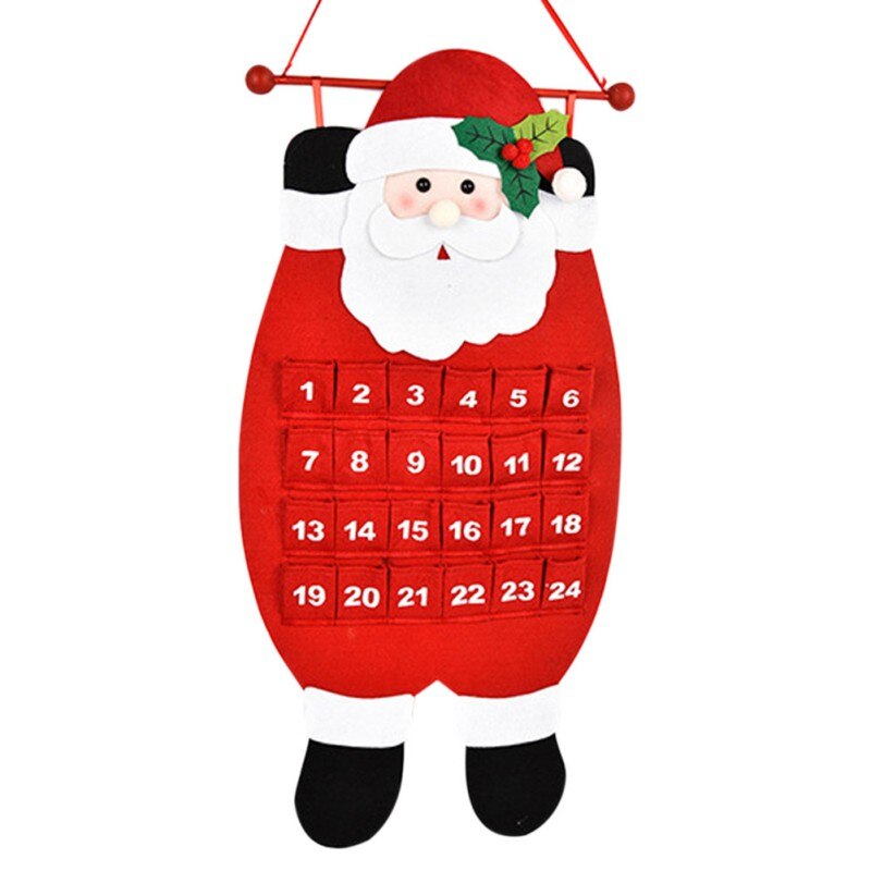 Año Calendario de Adviento de Navidad fieltro 3D colgante Calendario de Adviento reutilizable cuenta atrás para Navidad calendario decoración de Navidad