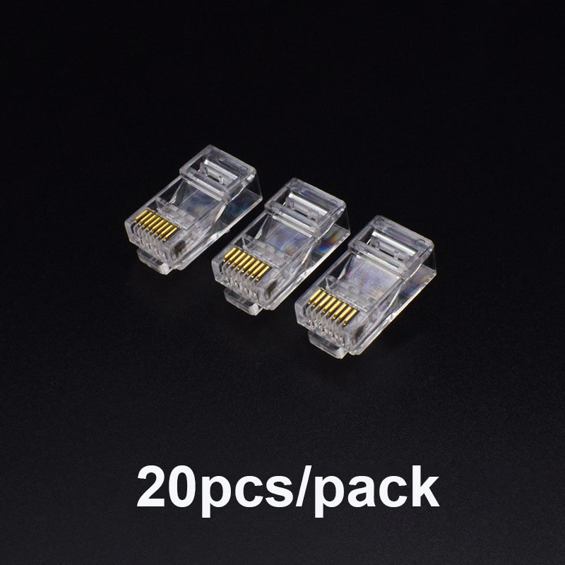 20/50/100pcs Cat6 Cat6e RJ45 Connector Module Plug 1000Mbps Ethernet Cables Adapter Gold Plated Network Crystal Heads: Orange