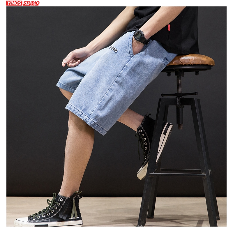 Men Summer Oversize Denim Shorts Mens Knee Length Korean Loose Hip Hop Jeans Male Clothes Shorts 5XL