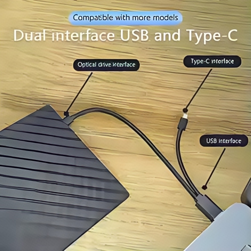 Portable USB-C DVD Drive: Ultra-Slim External CD/DVD Burner & Reader with High-Speed Writing and Playback, Plug-and-Play