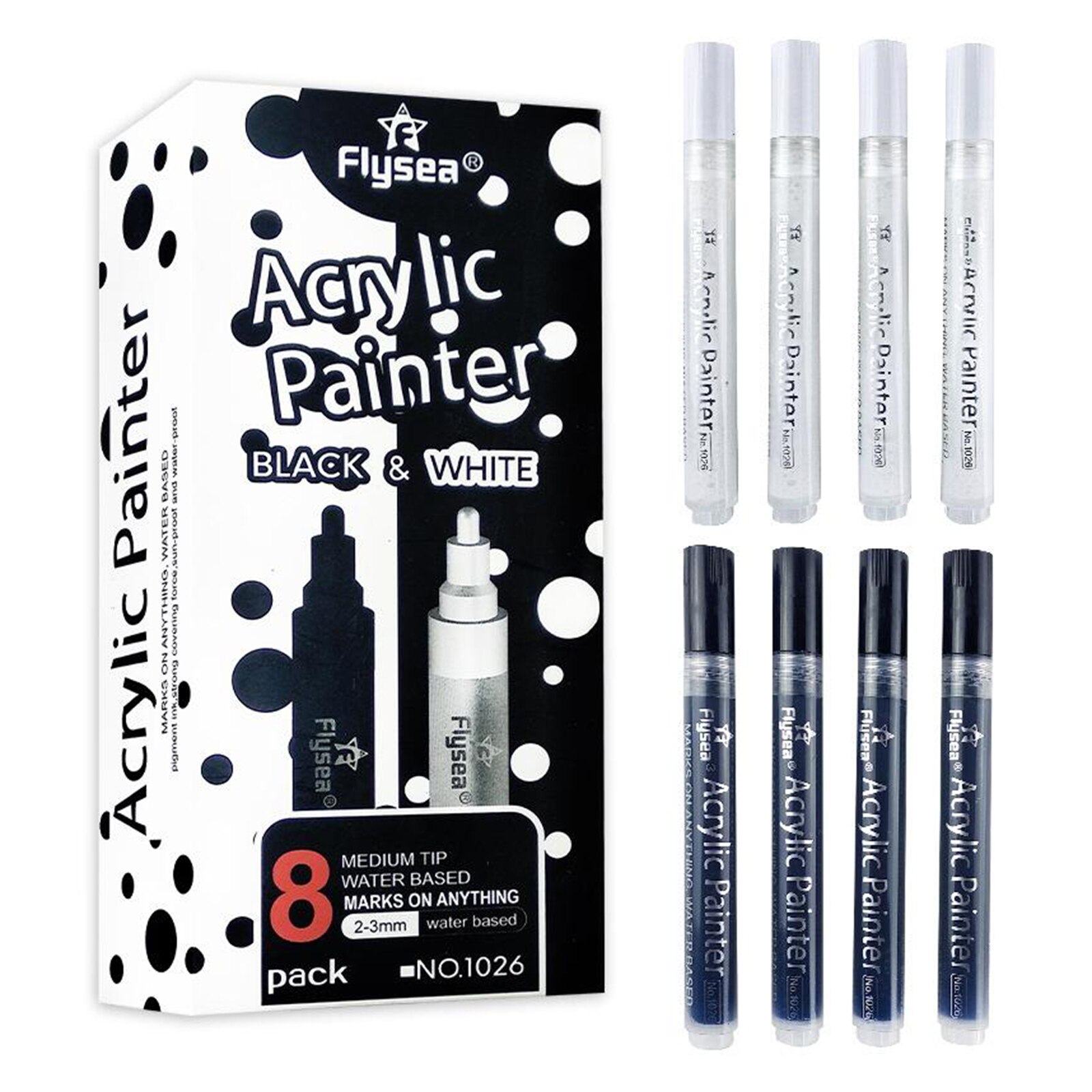 6pcs Permanent Markers Pen for Rock Painting Wood Poster Card Medium Tip