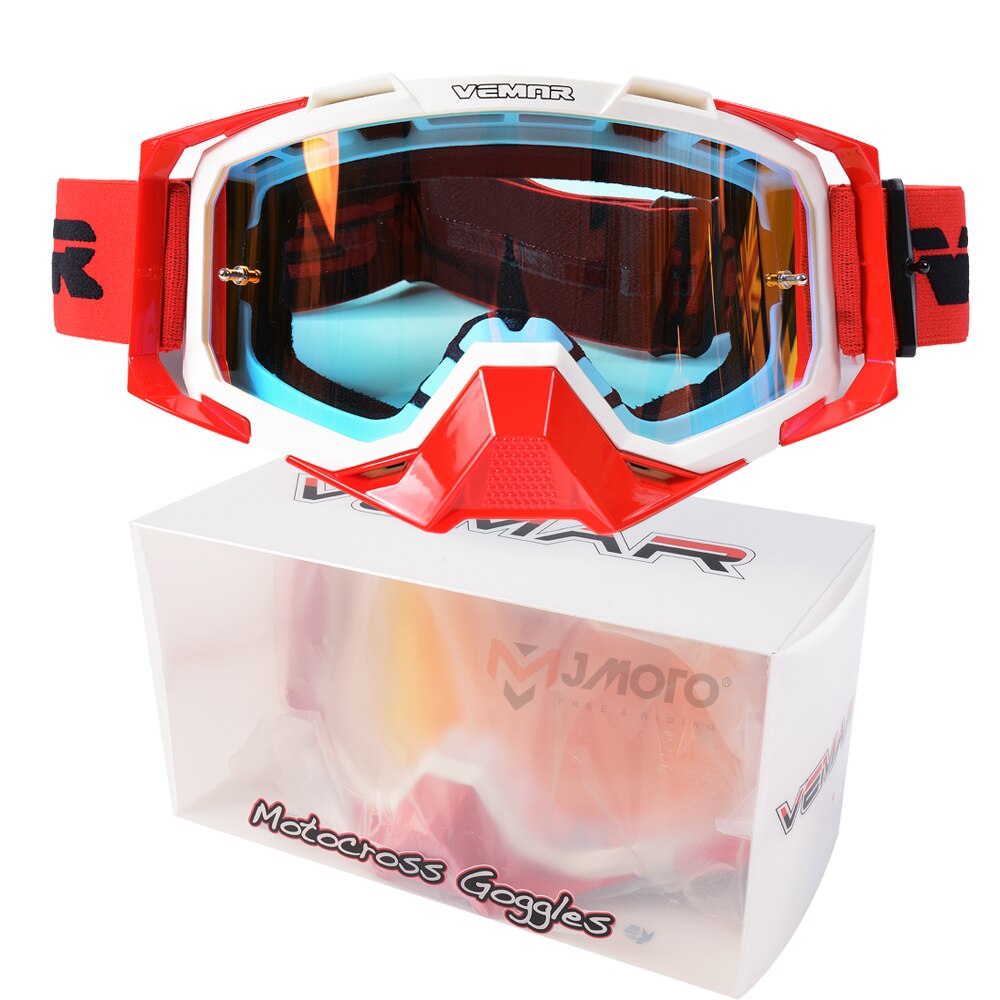 For 100% Motocross Goggles Windproof Anti-UV Anti-fog Lens Motorcycle Helmet Glasses Goggles Cycling DH Mtb Atv Moto Glasses: Red Whtie