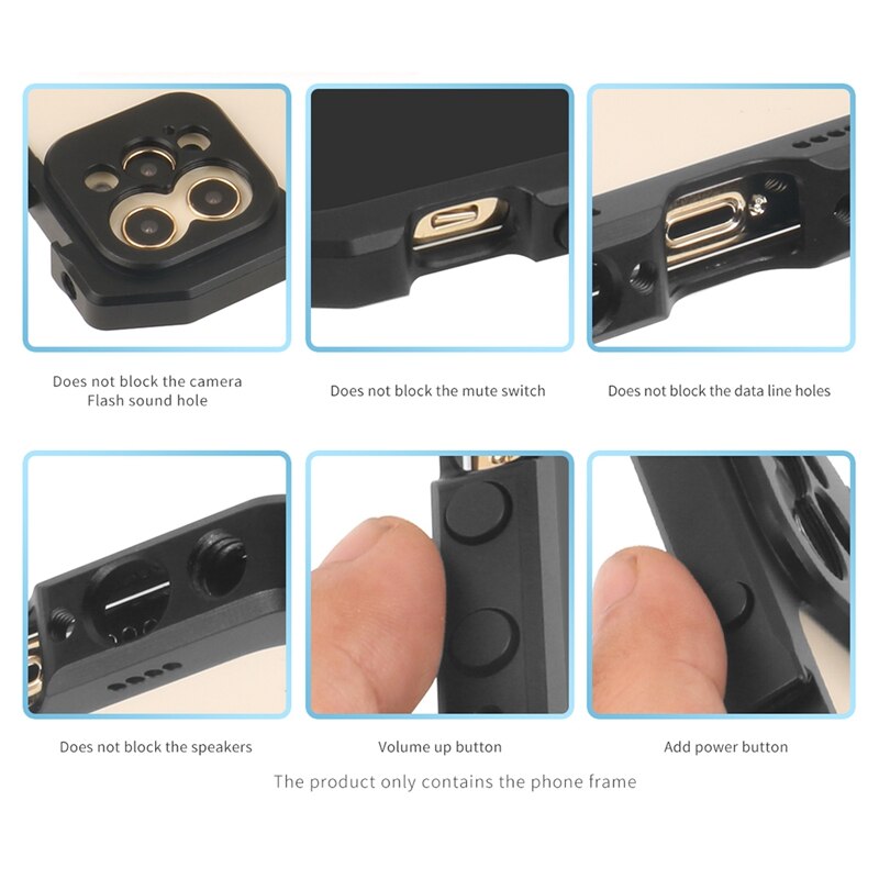 Handykäfig, smartphone-video-rig, mobiler käfig für iphone 12/ 12 pro, handykäfig mit blitzschuh und 1/4 gewindebohrungen