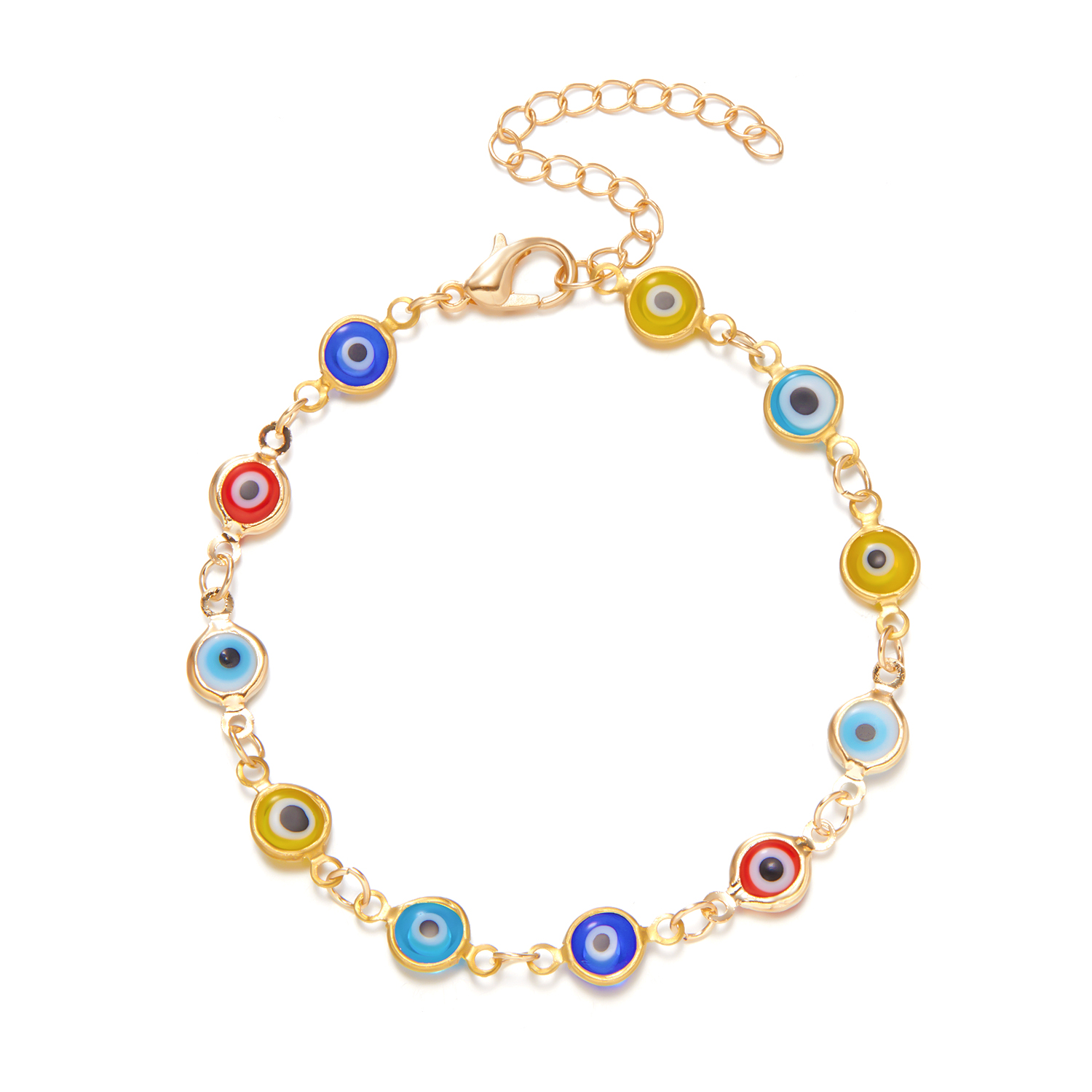 Bracelet porte-bonheur avec mauvais œil en turquie, bijoux esthétiques pour femmes, simples, tendance, réglables, à chaîne métallique: Vert foncé