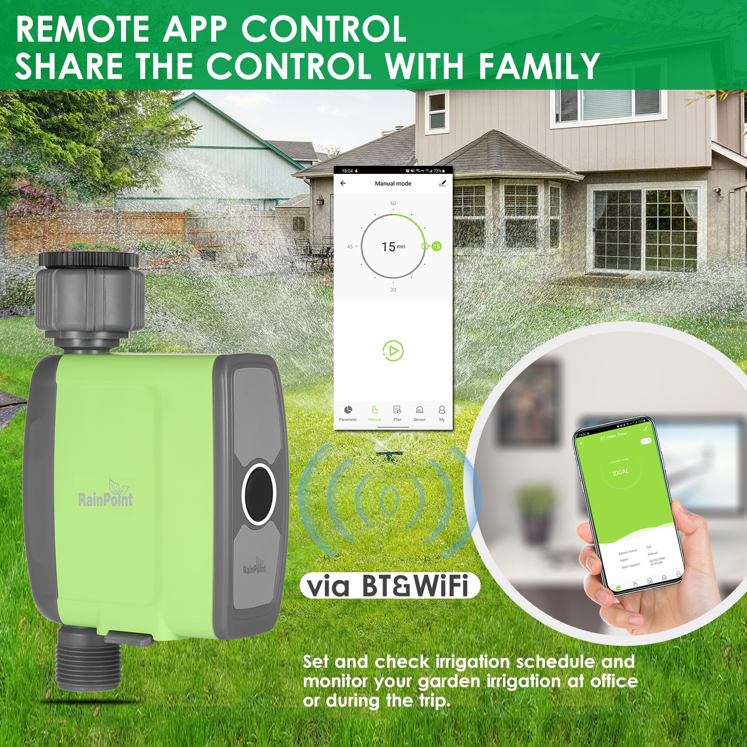 Programmable BT WiFi Water Timer Hose Faucet Timer Water Flow Meter Automatic Watering Sprinkler System Irrigation Controller
