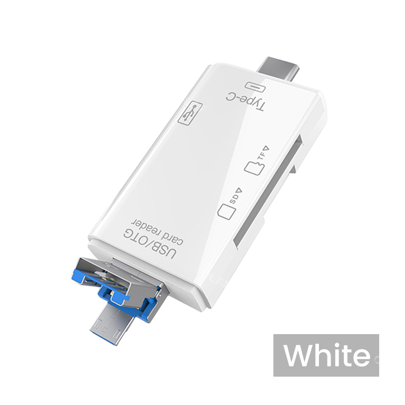 Czytnik kart 6 w 1 USB 3.0 typu C na SD Micro TF Adapter kart pamięci SD do laptopa Akcesoria OTG Flash Drive Smart Cardreader: WHITE