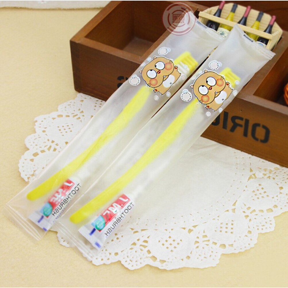 10pcs Travel Toothbrush and Toothpaste Set Hotel Disposable Toothbrush Kit (Mixed Colors)