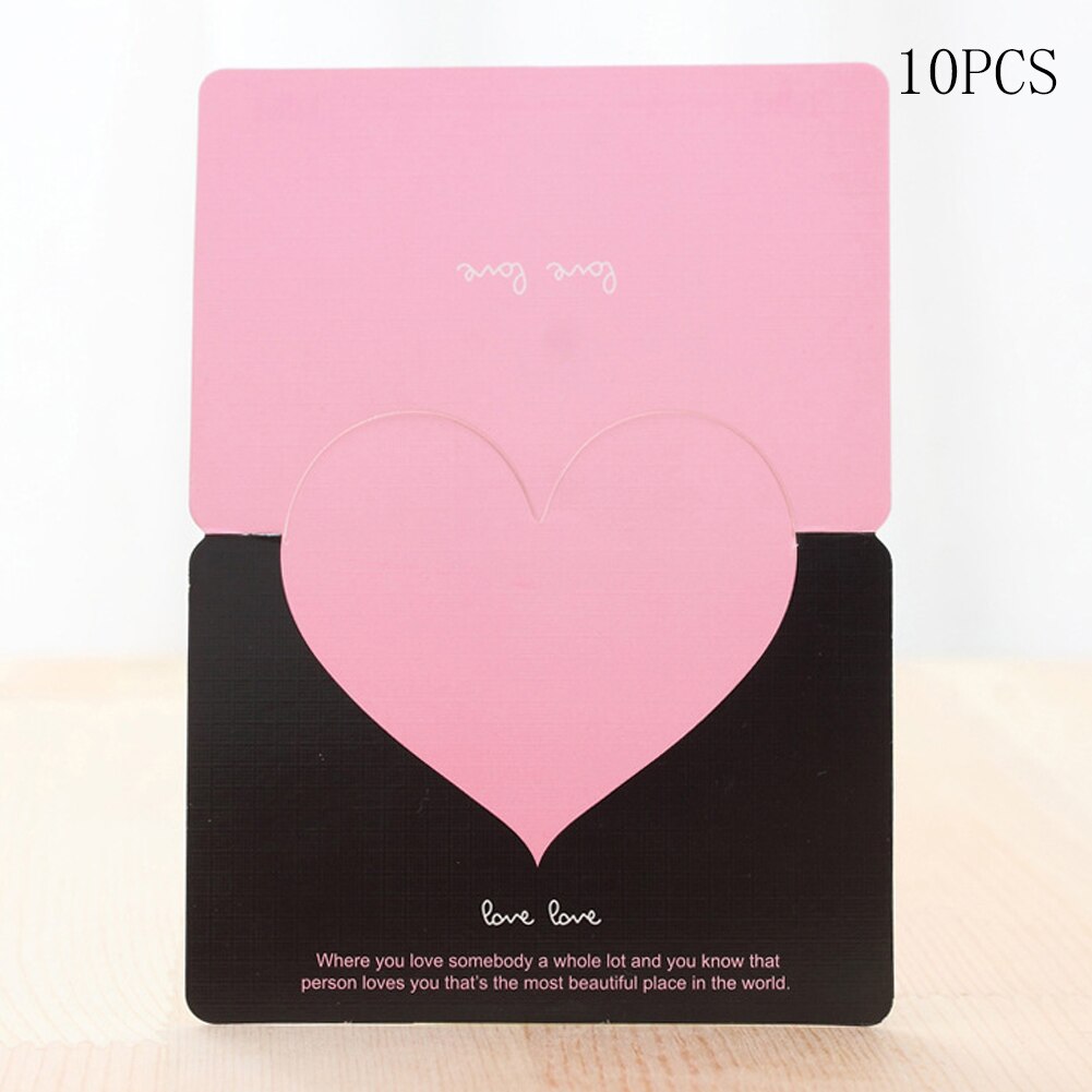 10pcs/bag Mixed Color LOVE Heart Shape Greeting Card Valentines Day Card Wedding Invitations Card Romantic Thank You Cards: black