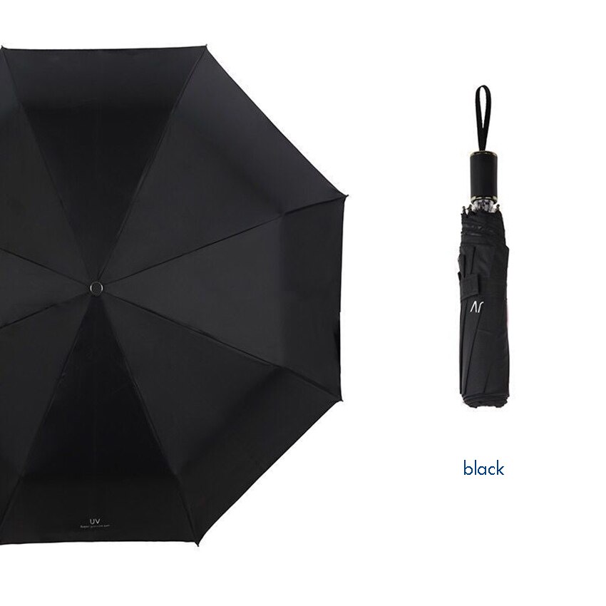 Travle paraply 58cm*8k bærbar solregn paraply folde vindtæt beskyttelses paraply med sort belægning til voksne barn