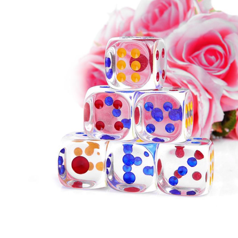 35mm Colorful Transparent Dice 6 Sides Board Game D&D Cambling Club Party Dice Multi Sides Dice for Board Game