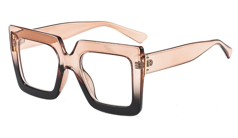 Gafas cuadradas transparentes con montura Vintage, lentes de de gran tamaño, para ordenador: Tea Gray