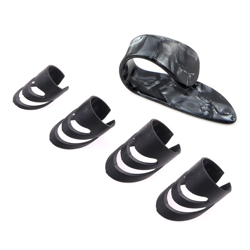 5 Stks/set Plectrums Wijsvinger Picks Voor Elektrische Akoestische Gitaren Ukulele 77HC: 3TT202625-BK