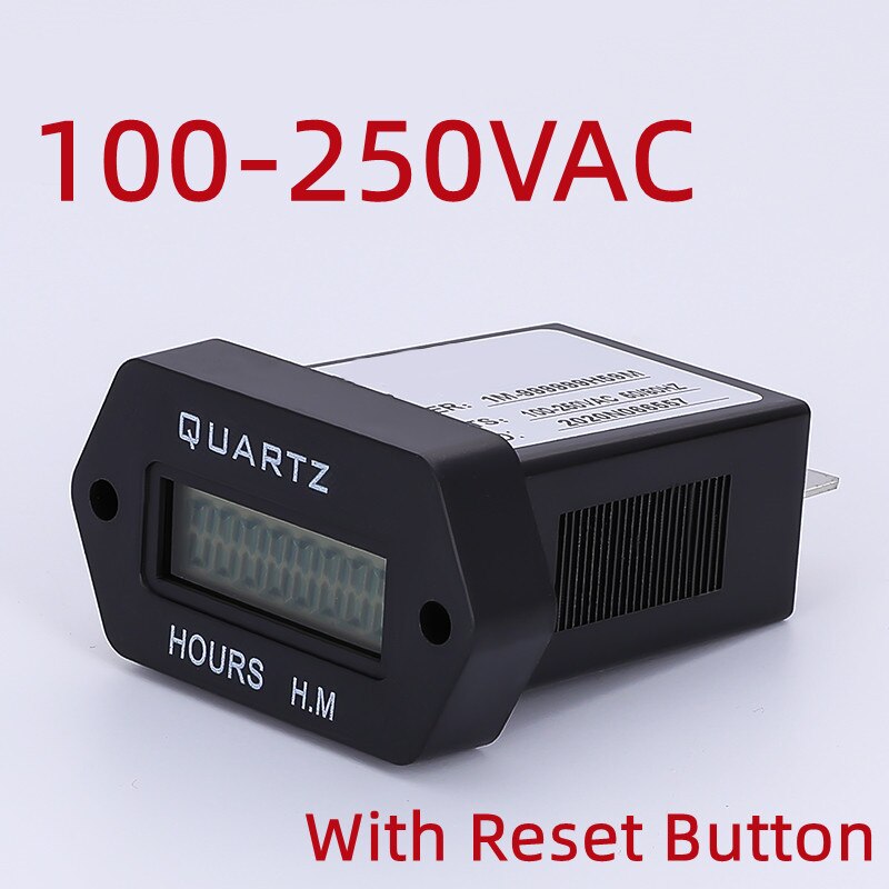 Electromechanical Hour Meter Counter: LCD 100-240V Reset