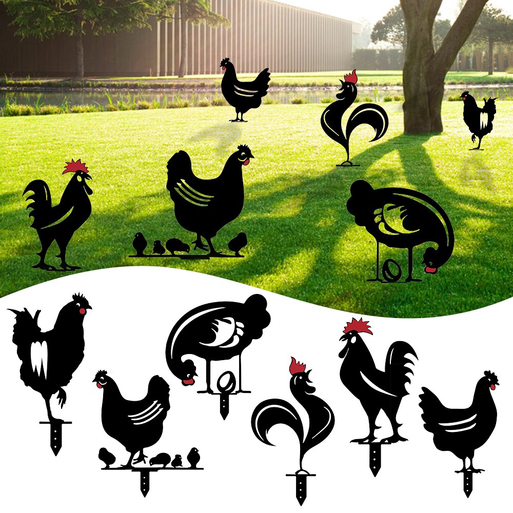 Hen Yard Decor Black Chicken Yard Art Easter Decoration Acrylic