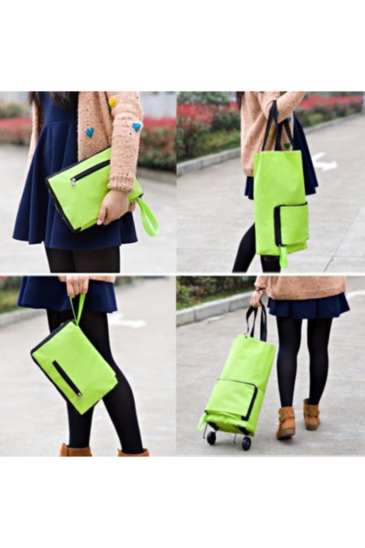 Foldable Wheel Market Trolley Practical Folding Bag Basket Bag Market Shopping Bag