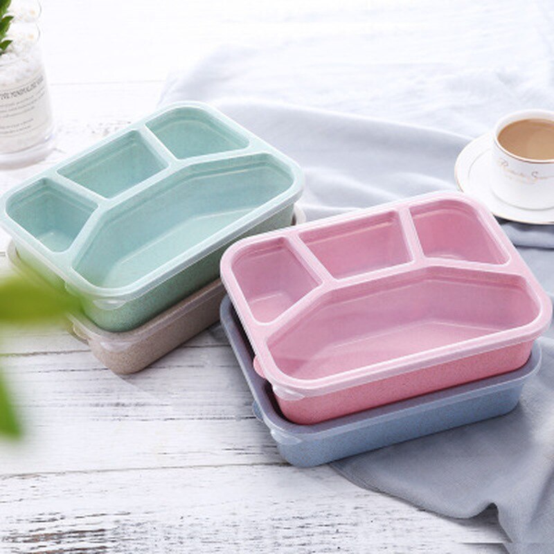 Bento Lunch Box Adults Kids 4 Compartments Travel Food Storage Containers Square Picnic Compartment Office Worker Fast Food Box