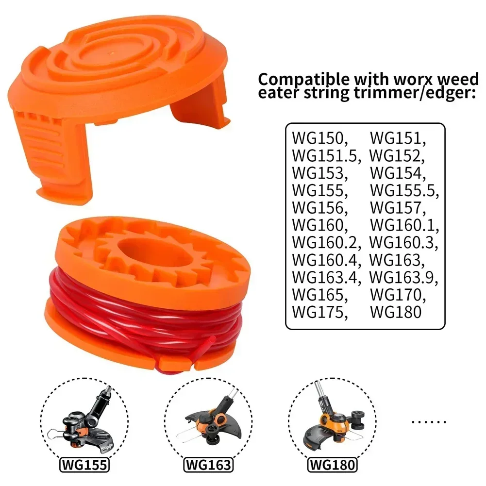 Trimmer Spool Line For Worx WG154 WG163 WG180 WG175 WG155 WG151 WG160 Cordless Grass Trimmer Blade Cutter Lawn Trimmer Replace