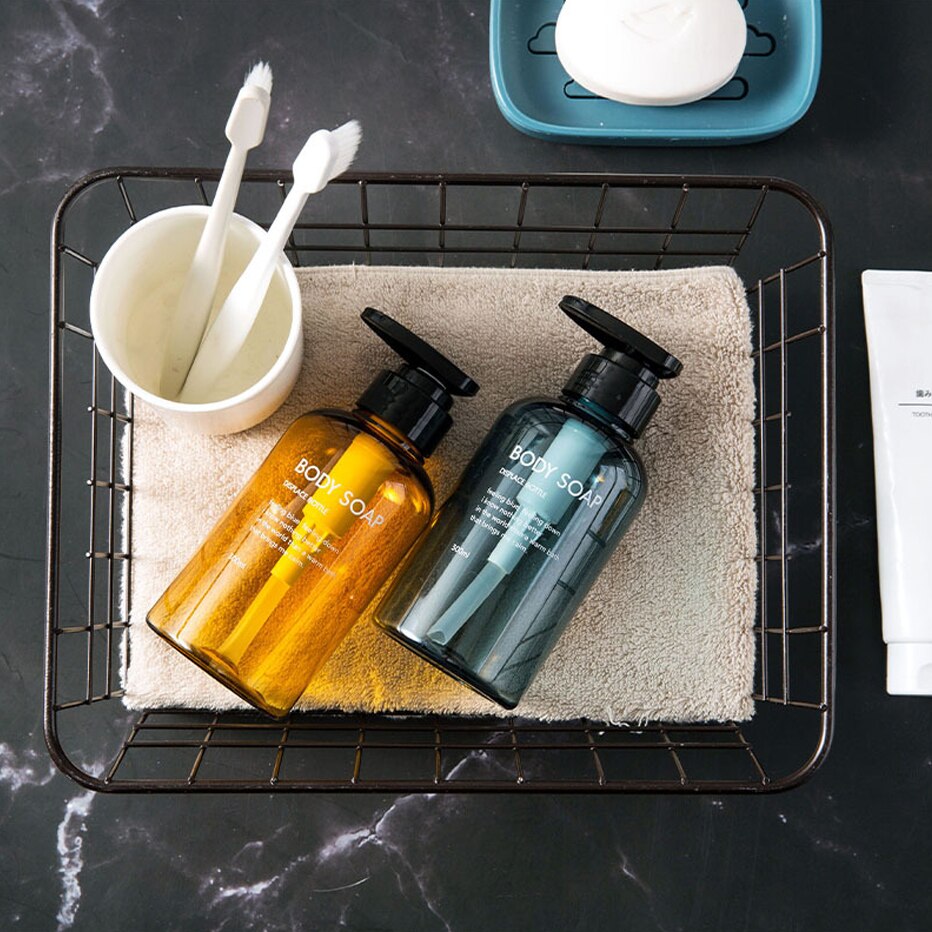 Press typ lotion brun tom flaska 300ml/500ml badrum schampo stor kapacitet emulsionsbehållare flytande tvål dispenser
