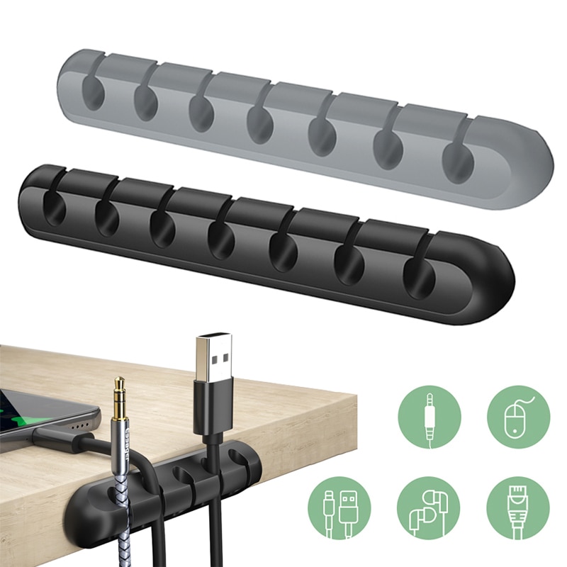 3 Porte/5 Porte//7 Porte Soft Silicone Cable Organizer Cable Holder Earphone Charger Cord Wire Desk Winder For Mobilephone PC