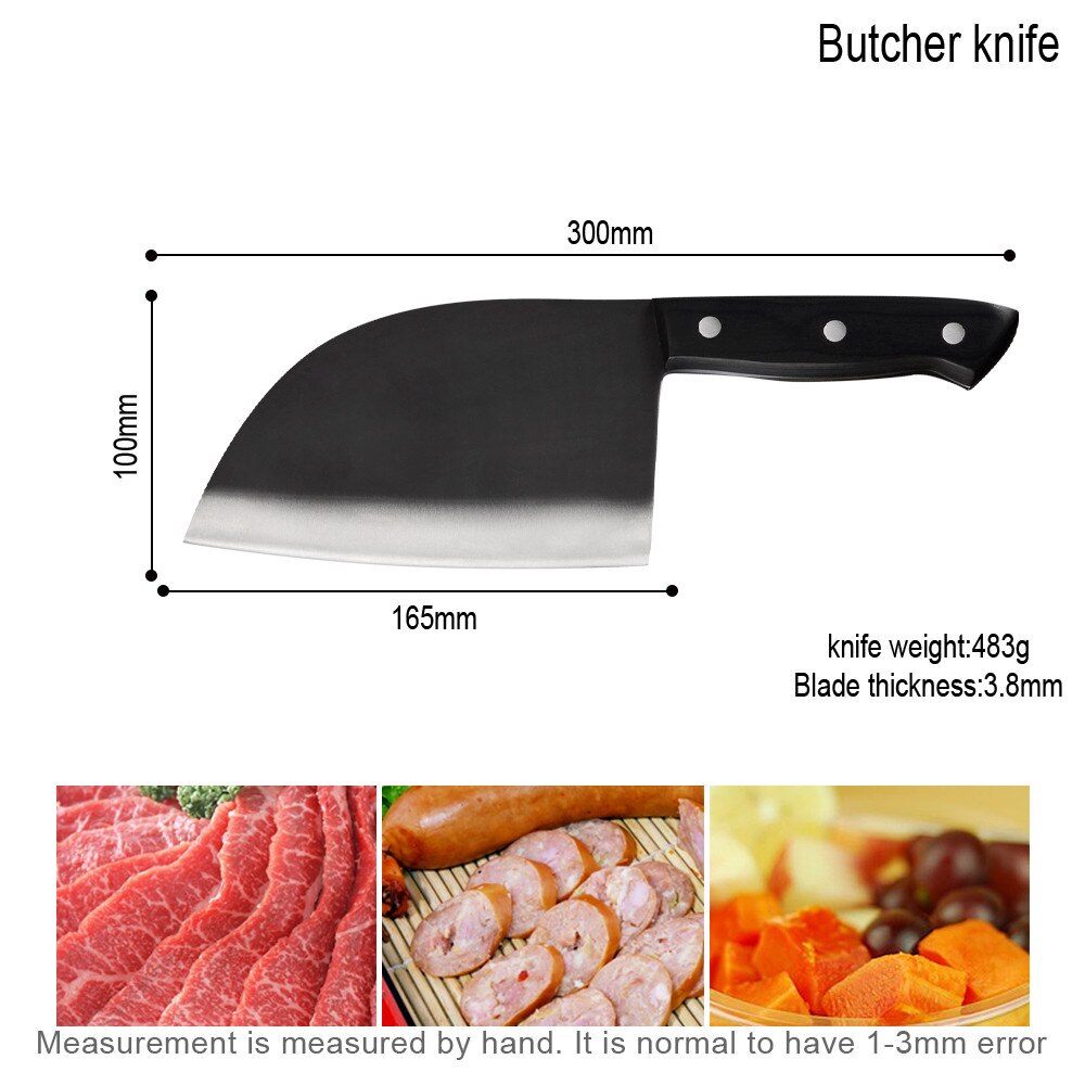 Damask Full Tang Chef Knife Handmade Forged High Carbon Clad Steel Kitchen Chinese Cleaver Filleting Slicing Butcher Cooking Set: A.Single Knife