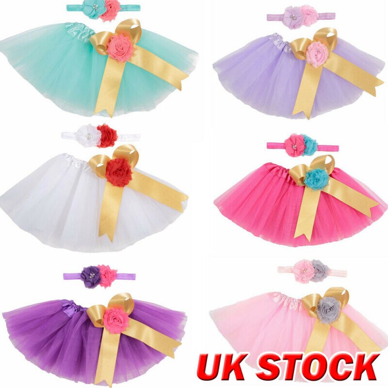 Baby Girl Skirt Newborn Tutu Skirt +Headband Outfit Set Photo Shoot Prop Floral Mesh Peincess Skirts Birthday 0-2 Year