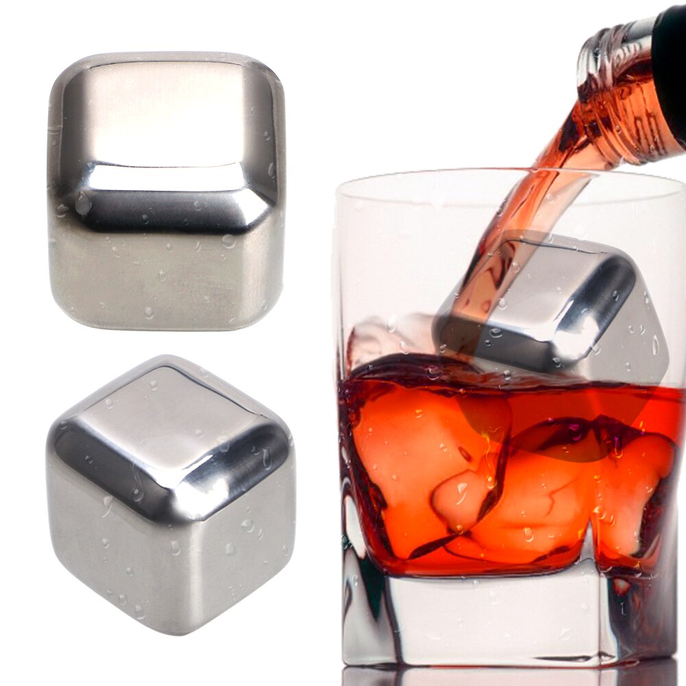 Instrumentos de cerveza para Bar, bebida rápida, piedras de hielo congeladas para enfriar whisky, vino, 1 unidad, cubos de hielo de acero inoxidable, rocas enfriadoras de whisky