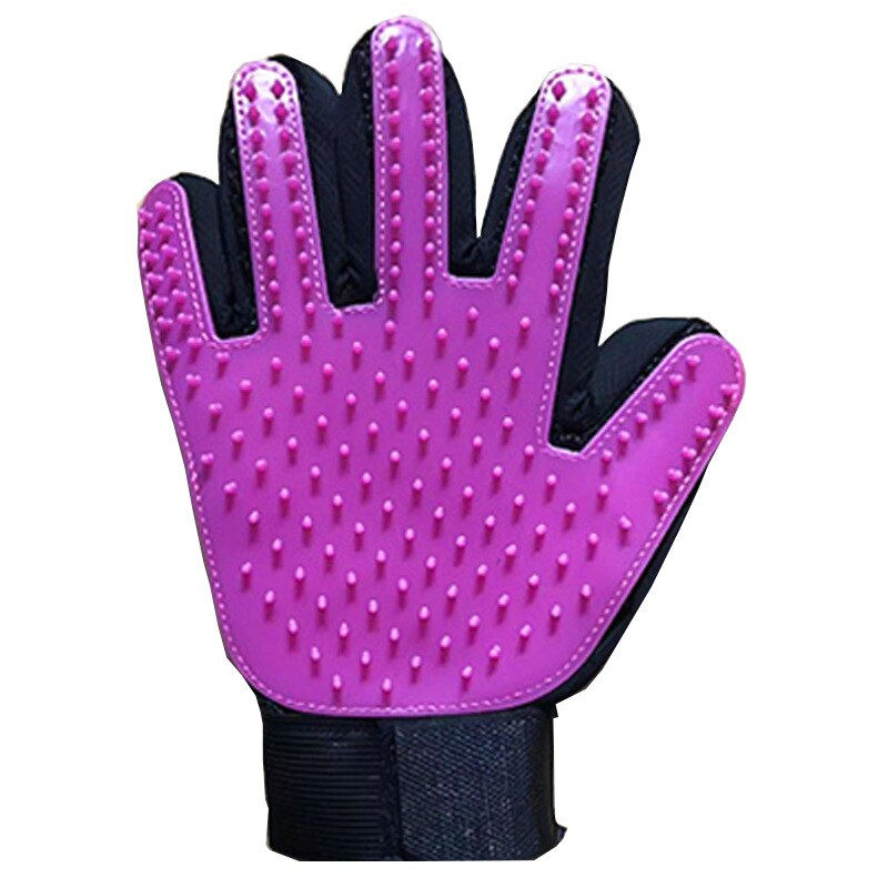 Guante de silicona para el cuidado de mascotas, cepillo para perros, peine, guantes para el pelo, suministros de limpieza para el baño, peines de goma para animales, 1 unidad: Purple right hand