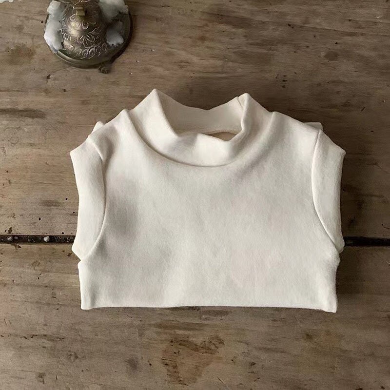 Baby T-shirt Katoenen Baby Lange Mouw Dieptepunt Shirt Effen Kleur Kinderen T-shirt Voor Jongens Tee Meisjes Blouse Kinderen kleding: beige white / 9M  73cm