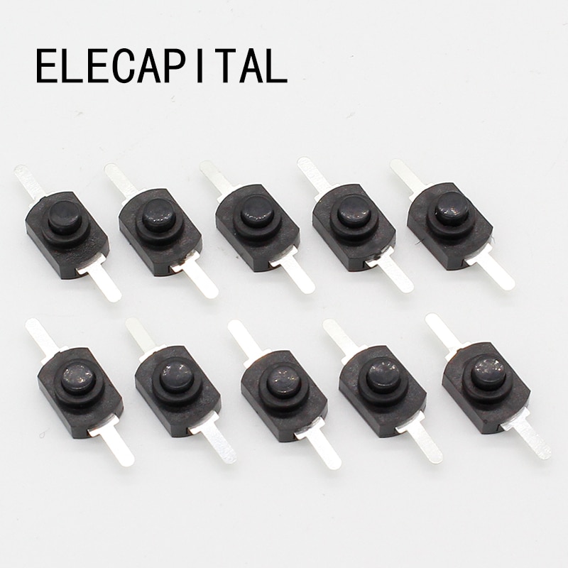 10pcs DC 30V 1A Black On Off Mini Push Button Switch for Electric Torch