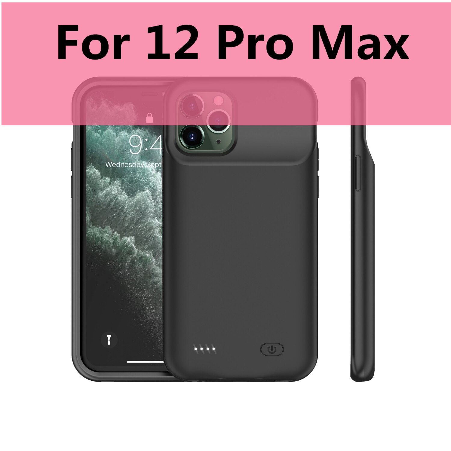 Caso de banco de potência carregador para iphone 11 pro max x xr xs max 12 pro max ultra fino carregador de bateria capa para iphone7 8 plus se 2020: black for 12 pro max