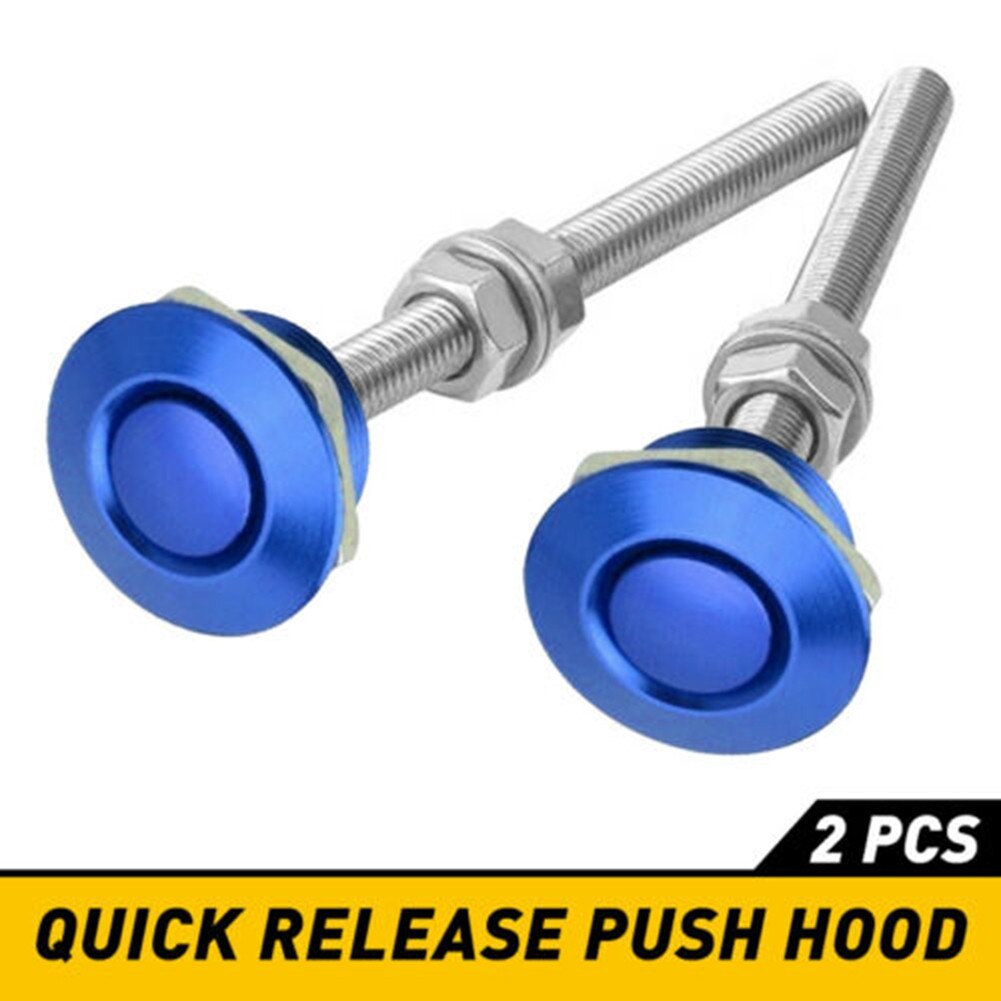 2 Drukknop Quick Release Hood Bonnet Pins Slot Clip Auto Bumper Klink Kit Blauw Auto Exterieur Accessoires Auto Release