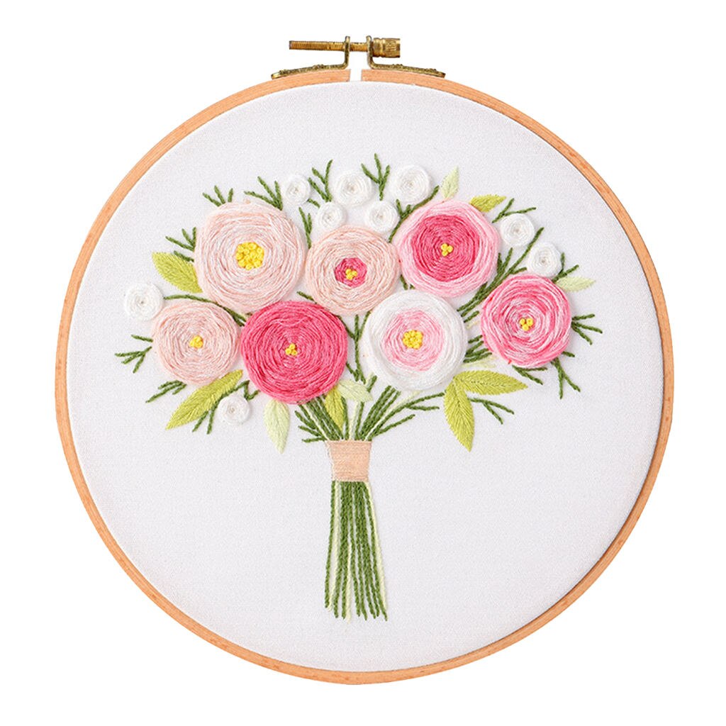 Embroidery Kit Cross Stitching Set Pre-printed Flower Patterns for Beginners