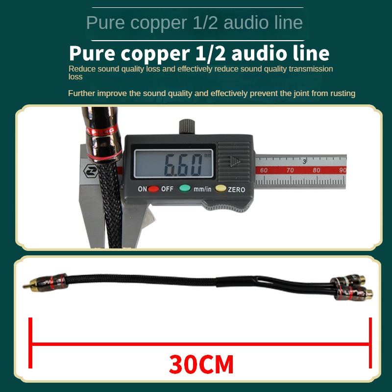 AMPLIFICADOR DE Audio para coche de 30cm, Cable de Audio para Subwoofer, cabeza de cobre puro, enchufe RCA macho a hembra, Cable de Audio, línea de Cables de PVC