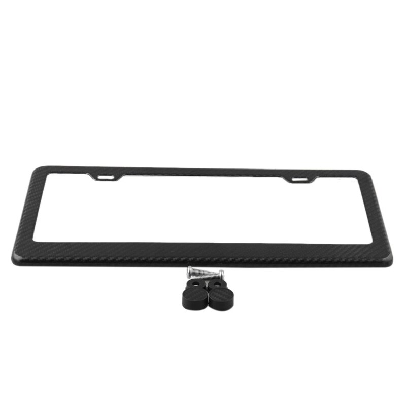 2 paquetes de marco para matrícula de fibra de carbono 3K con tapas de tornillo talla estándar de ee.uu. Cubierta de placa de sarga